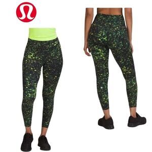 Lululemon Base Pace High Rise Tight 25" | Sparks Fly (Black/Green) Size 2